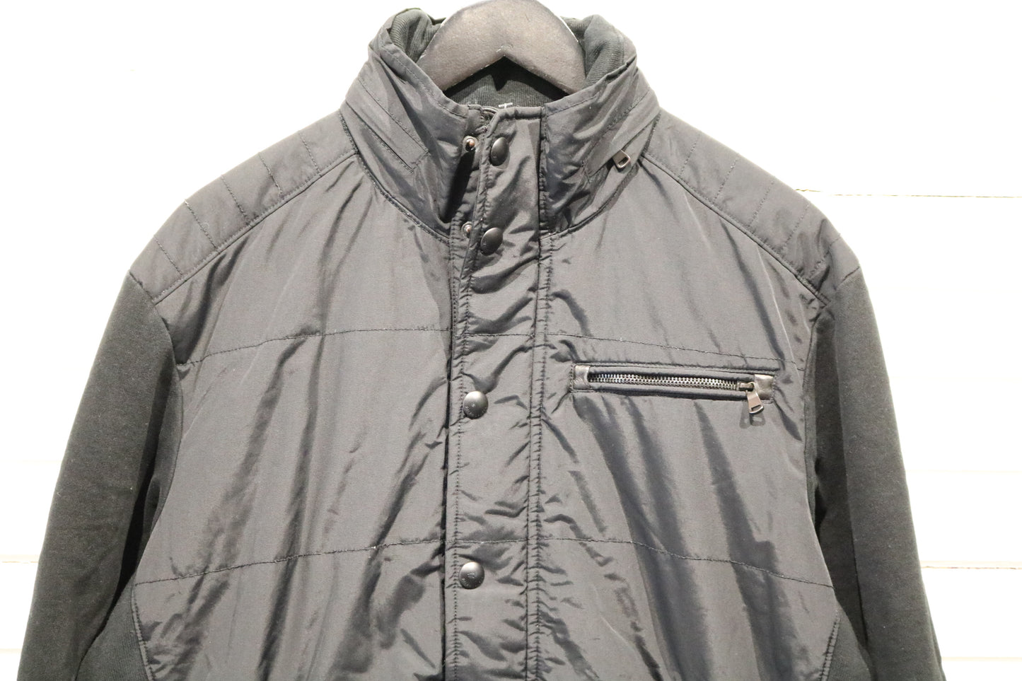 Polo-by-Ralph-Lauren Black Bomber Jacket | Vintage Quilted Elbow Patch Zip-Up Coat | Classic Street Style Outerwear