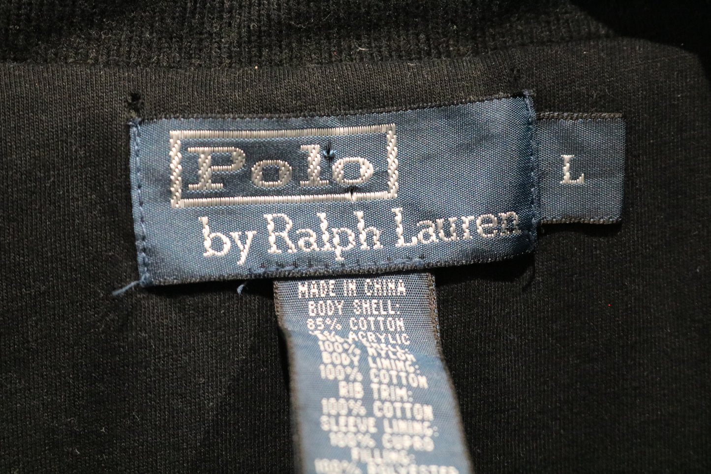 Polo-by-Ralph-Lauren Black Bomber Jacket | Vintage Quilted Elbow Patch Zip-Up Coat | Classic Street Style Outerwear