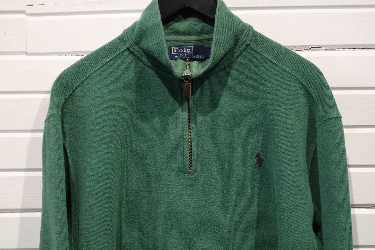Polo Ralph-Lauren Quarter-Zip Sweater | Vintage Classic Green Pullover | Relaxed Fit Knit Top | Timeless Streetwear