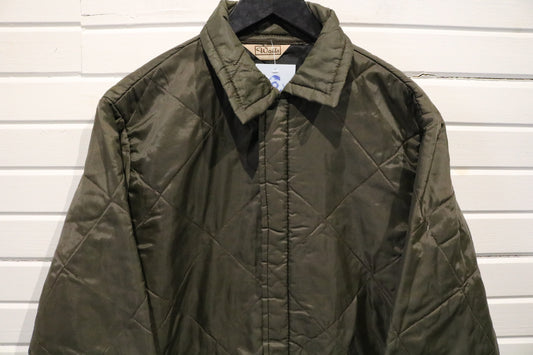 Walls Quilted Jacket | Vintage Diamond Pattern Outerwear | Olive Green Workwear Coat | Men's Size L
