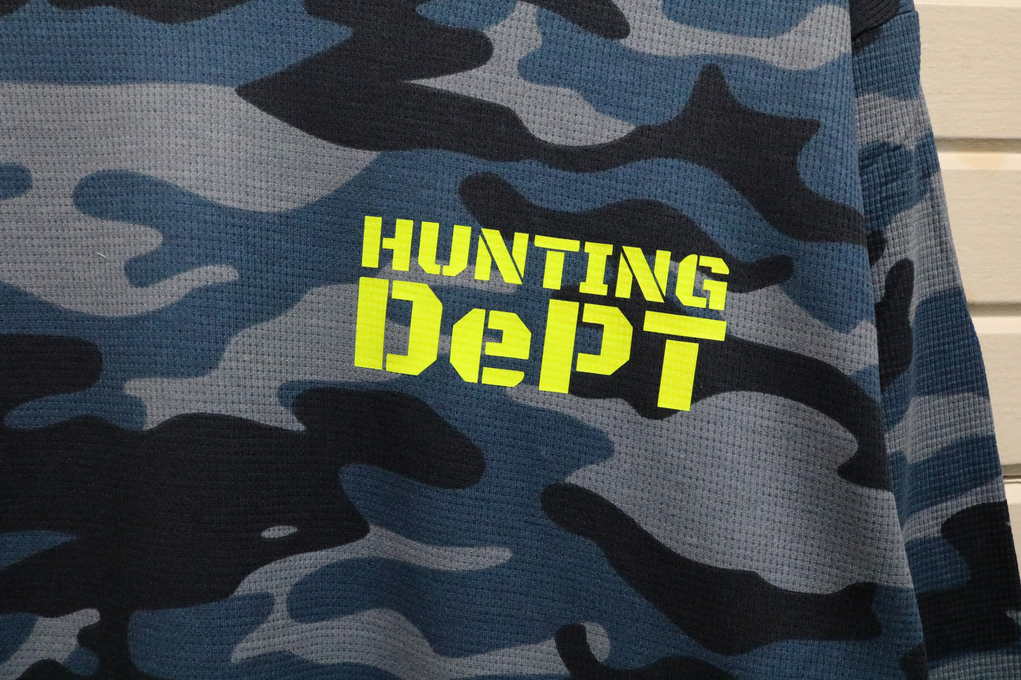 Phat-Farm Hunting Dept Camo Shirt | Vintage Blue Camouflage Long-Sleeve Tee | Urban Streetwear Top