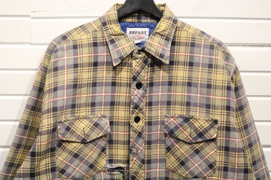 Impact Plaid Button-Up Shirt | Vintage Classic Checked Flannel With Repair Detail | Men's Casual Workwear