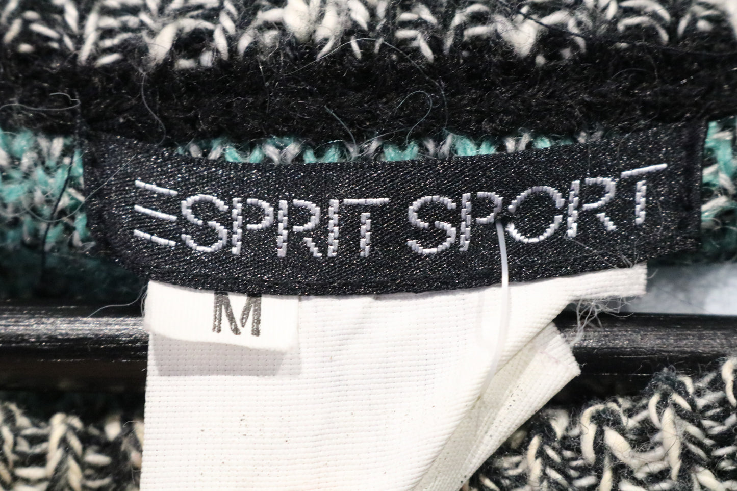 Esprit-Sport Sweater | Vintage 90s Abstract Office Theme Knit Pullover | Artistic Patterned Crewneck