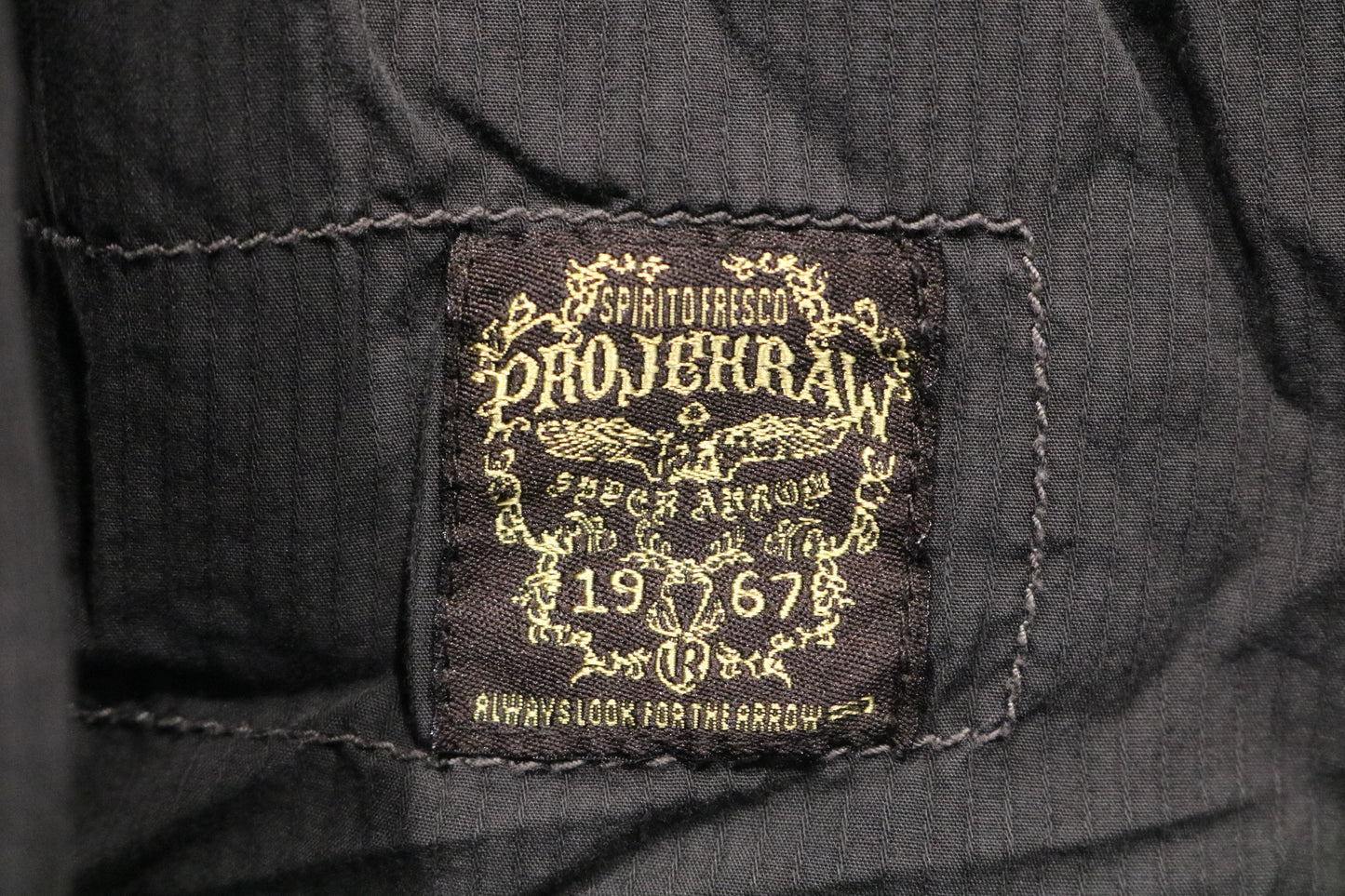 Projekt-RAW Button-Up Shirt | Vintage Graphic Patchwork Long Sleeve Shirt | Distressed Eagle Design