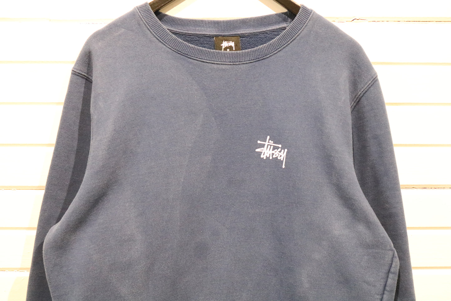 Stussy Sweatshirt | Vintage 2000s Blue Crewneck Pullover | Classic Streetwear with Logo Print