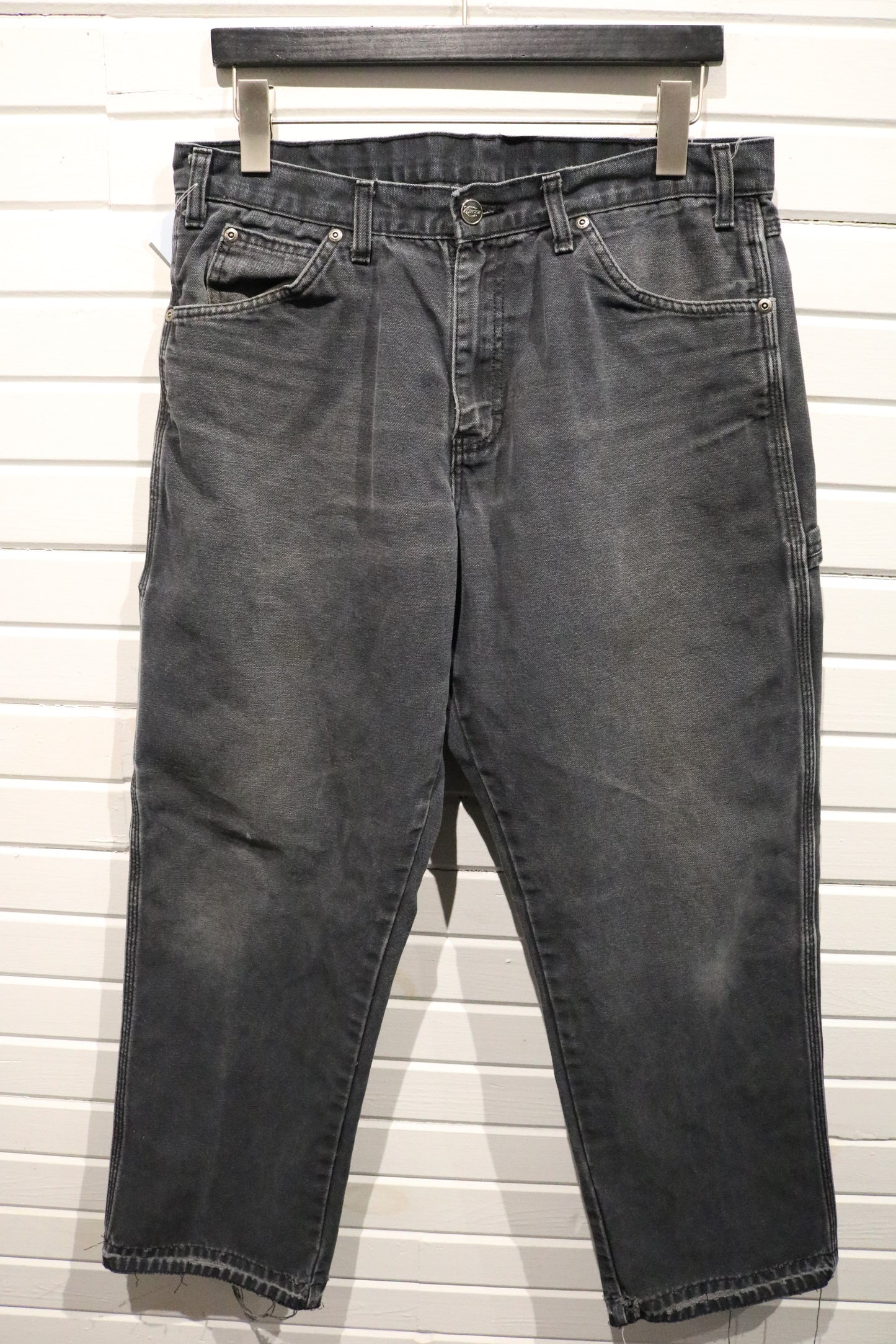 Dickies Denim Pants | Vintage Faded Workwear Carpenter Jeans | Distressed Hem Utility Trousers