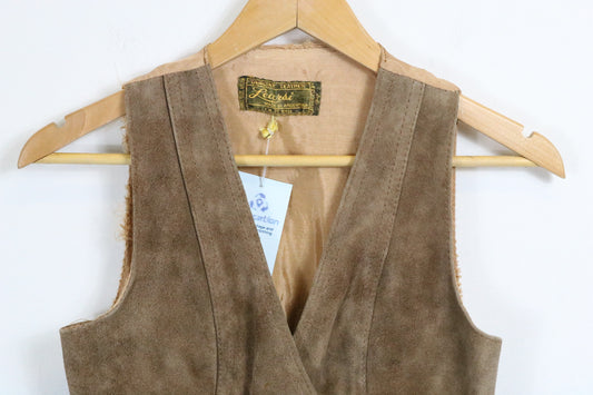 Learsi Suede Leather Vest | Vintage 1970s Brown Button-Up Western Waistcoat | Classic Argentinian Western Style