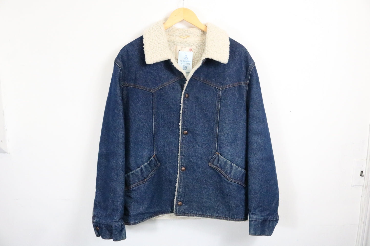 Sir-Jac Sherpa Lined Denim Jacket | Vintage 1970s Shearling Collar Jean Coat | Classic Outerwear