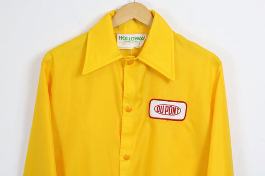 DuPont Yellow Windbreaker Jacket | Vintage 80s Utility Coat | Classic Workwear Outerwear