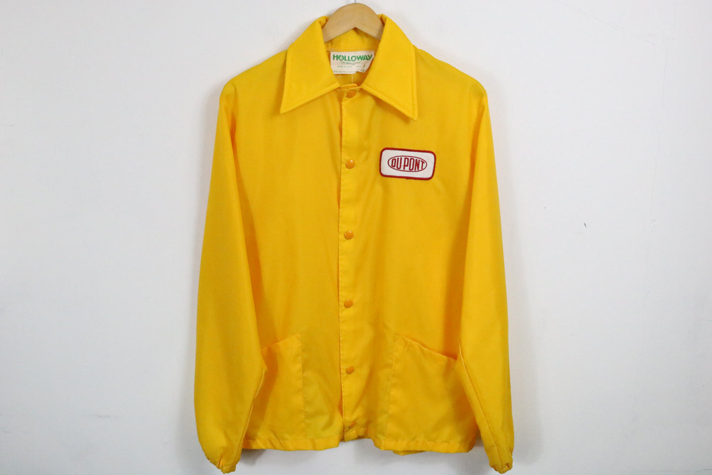 DuPont Yellow Windbreaker Jacket | Vintage 80s Utility Coat | Classic Workwear Outerwear