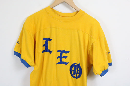 Eagle-Sportswear Leo Tee | Vintage 1992 Yellow and Blue Graphic T-Shirt | Hoop Theme Sportswear