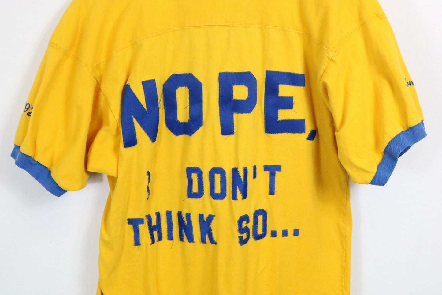 Eagle-Sportswear Leo Tee | Vintage 1992 Yellow and Blue Graphic T-Shirt | Hoop Theme Sportswear