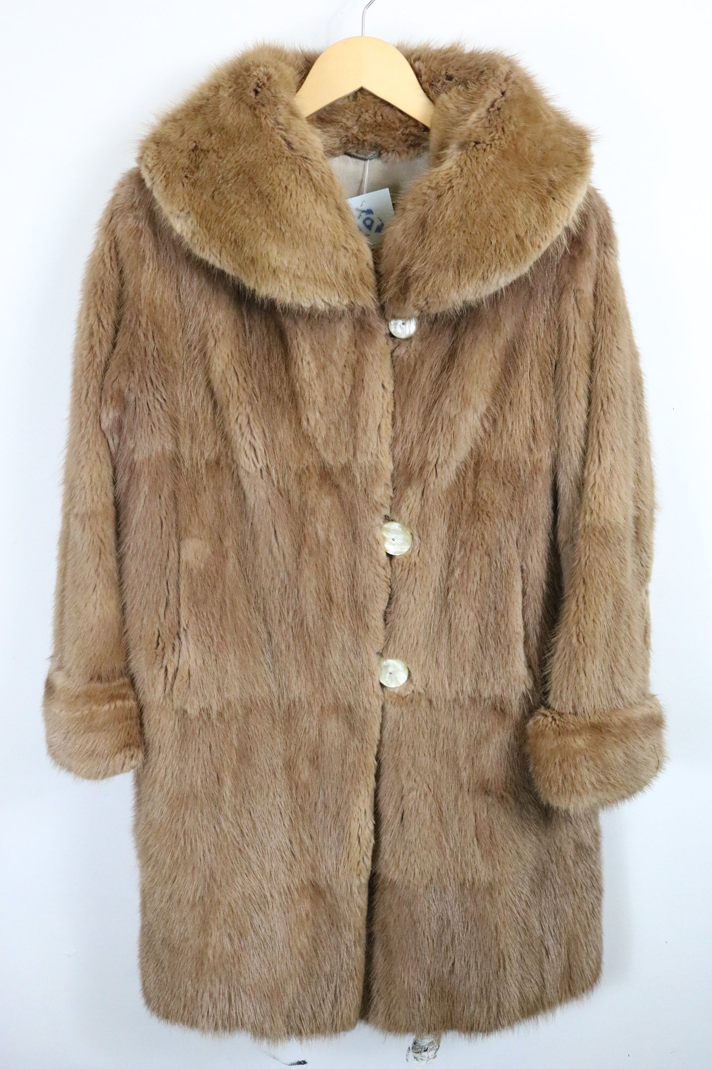 Burkholder Furs Coat | Vintage 1950s Fur Outerwear | Large Shawl Collar Brown Elegant Winter Coat