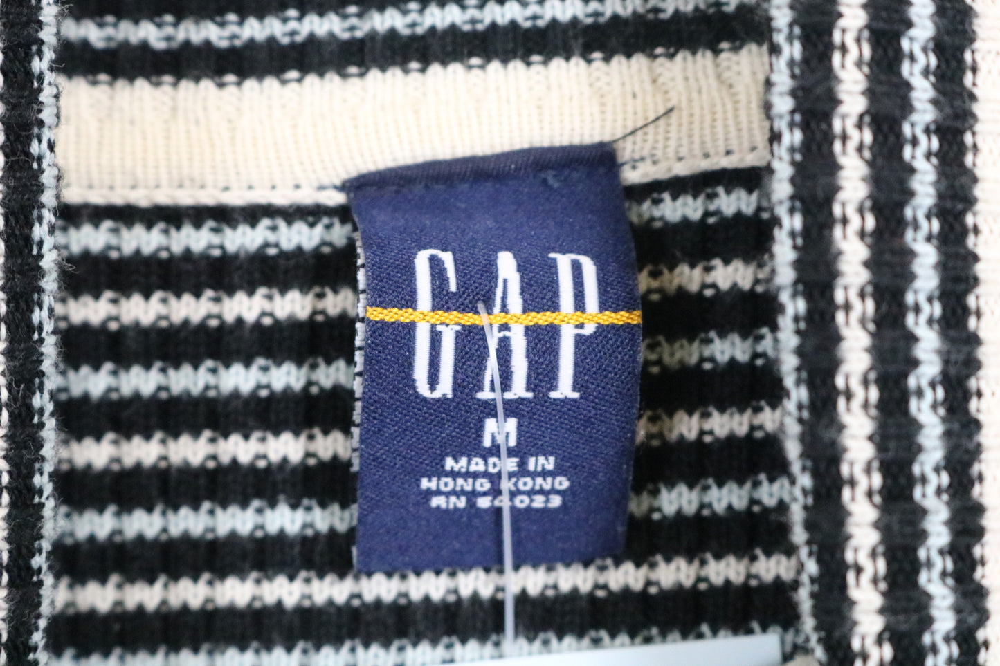 GAP Striped Turtleneck Sweater | Vintage 1990s Black and White Knit Top | Classic Warm Layer