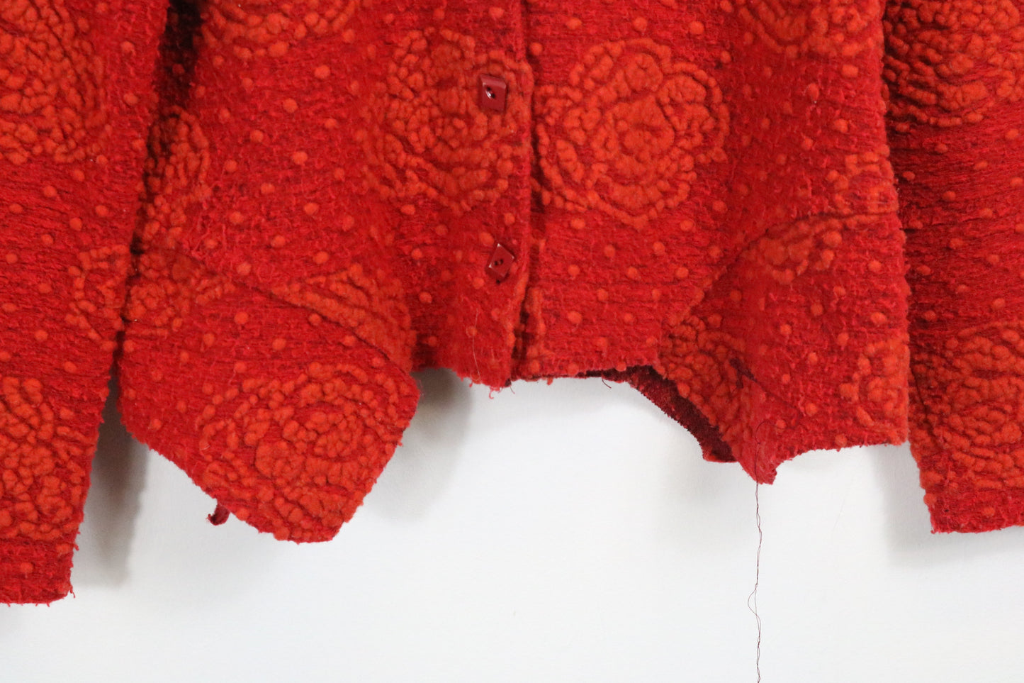 Tla-Design Textured Floral Jacket | Vintage Rose Pattern Wool Button-Up Outerwear | Women's Cozy Statement Layer