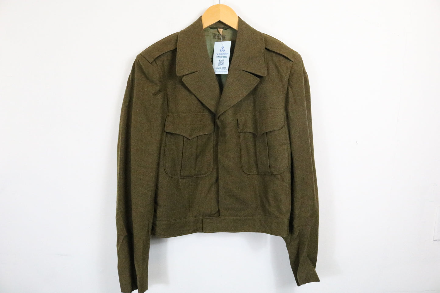 Vintage Military Jacket | 1940s Olive Green Eisenhower Style Wool Outerwear | Classic Short Dress Uniform