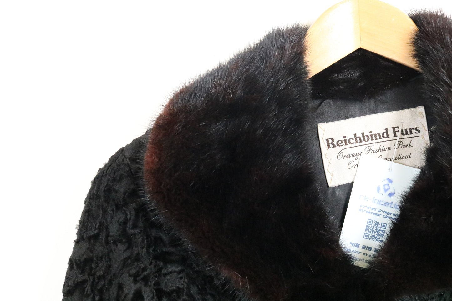 Reichbind Furs Persian Lamb Coat | Vintage 1950s Black Fur Collar Swing Jacket | Elegant Formal Outerwear