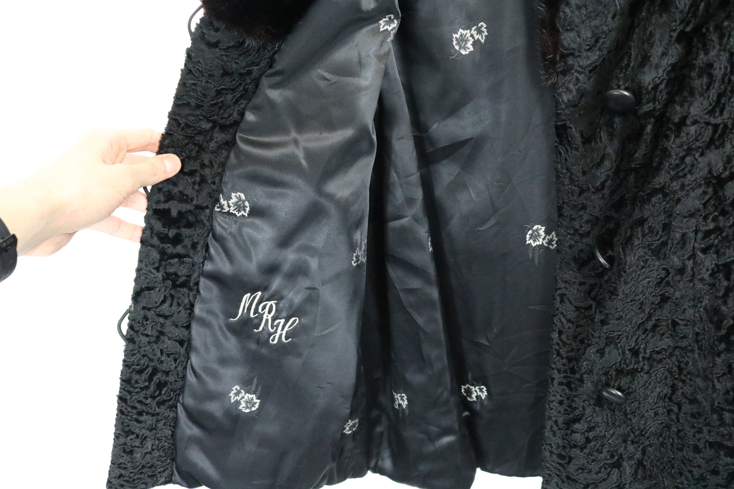 Reichbind Furs Persian Lamb Coat | Vintage 1950s Black Fur Collar Swing Jacket | Elegant Formal Outerwear