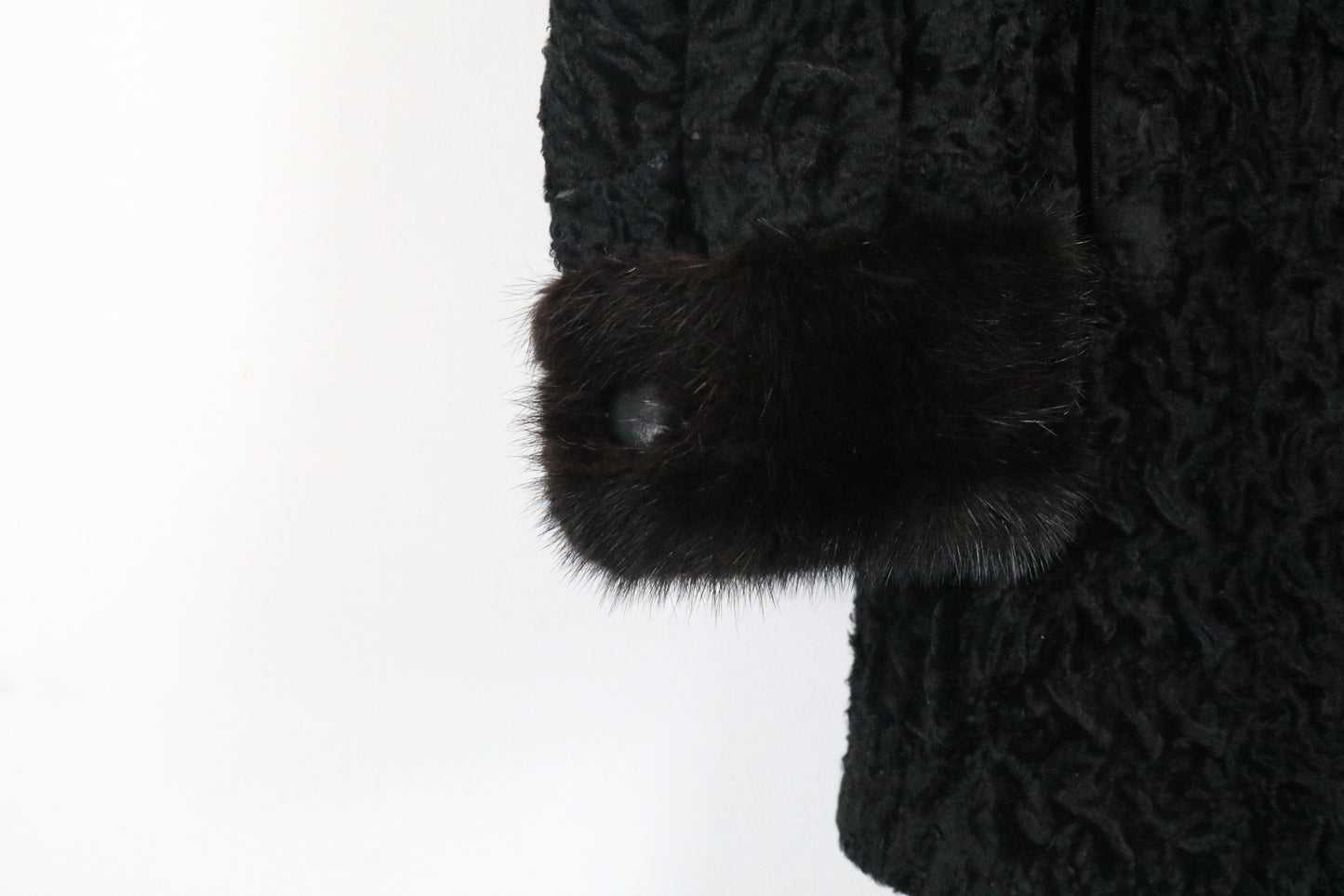 Reichbind Furs Persian Lamb Coat | Vintage 1950s Black Fur Collar Swing Jacket | Elegant Formal Outerwear