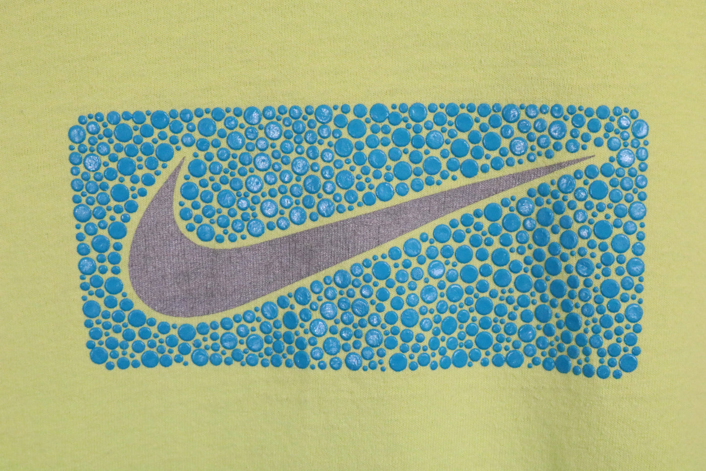 Nike T-Shirt | Vintage 90s Blue-Trim V-Neck Graphic Tee | Bright Green Classic Sportswear