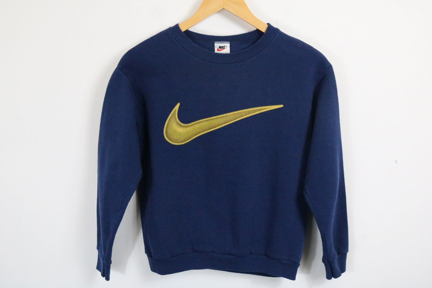 Nike Crewneck Sweatshirt | Vintage 90s Embroidered Gold Swoosh Pullover | Classic Sportswear Top