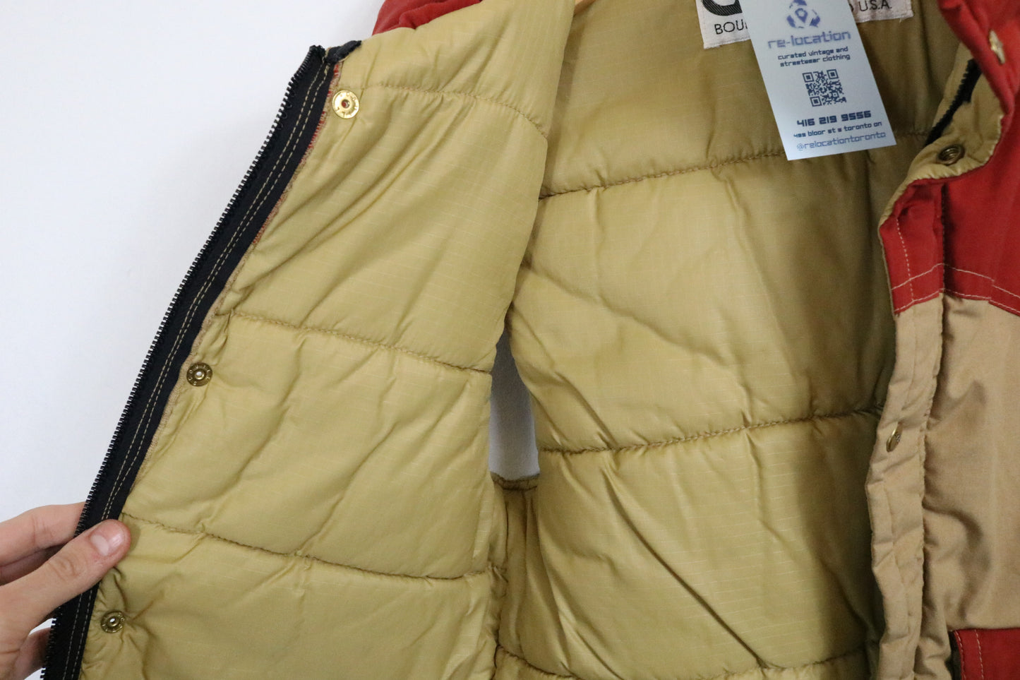 Camp7 Western-Style Puffer Vest | Vintage Two-Tone Outdoor Down Vest | Red Tan Sleeveless Outerwear