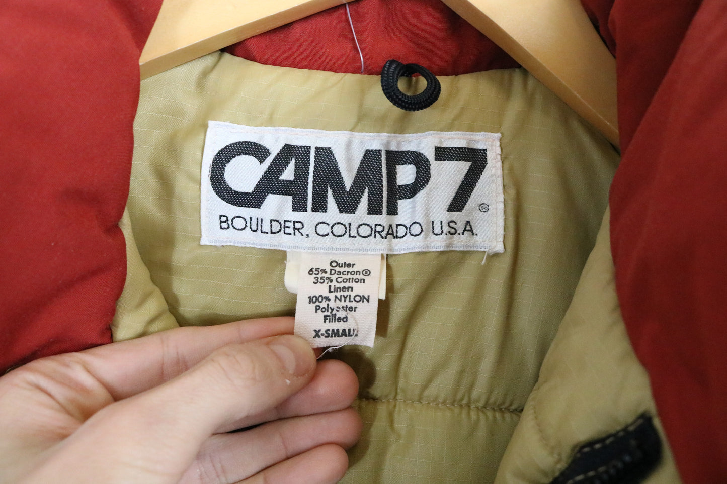 Camp7 Western-Style Puffer Vest | Vintage Two-Tone Outdoor Down Vest | Red Tan Sleeveless Outerwear