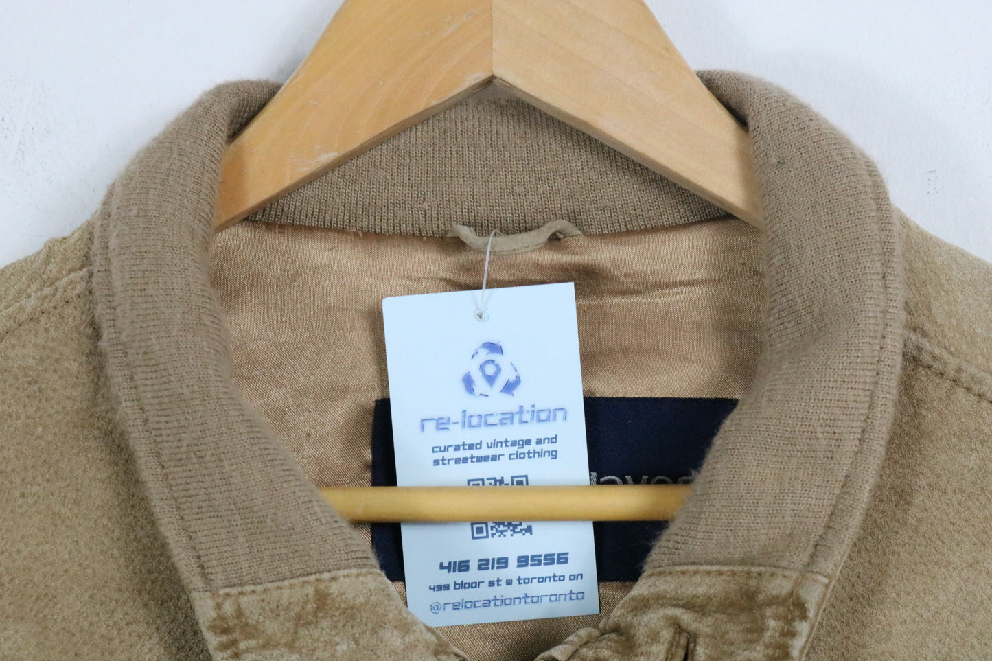 Denver-Hayes Jacket | Vintage Tan Zip-Front Suede Jacket | Ribbed Collar Outerwear