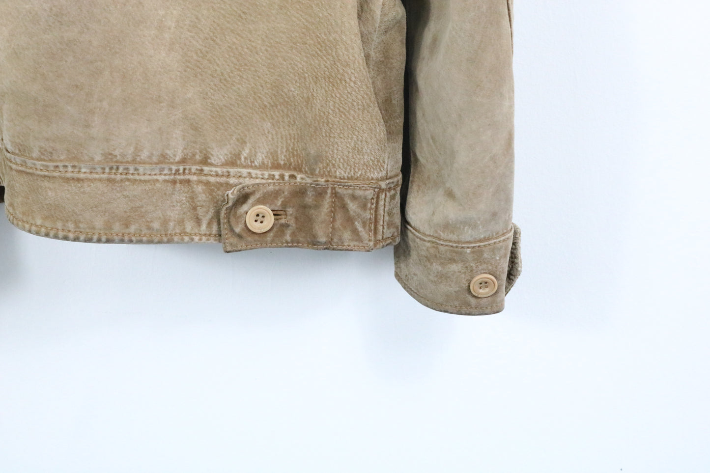 Denver-Hayes Jacket | Vintage Tan Zip-Front Suede Jacket | Ribbed Collar Outerwear