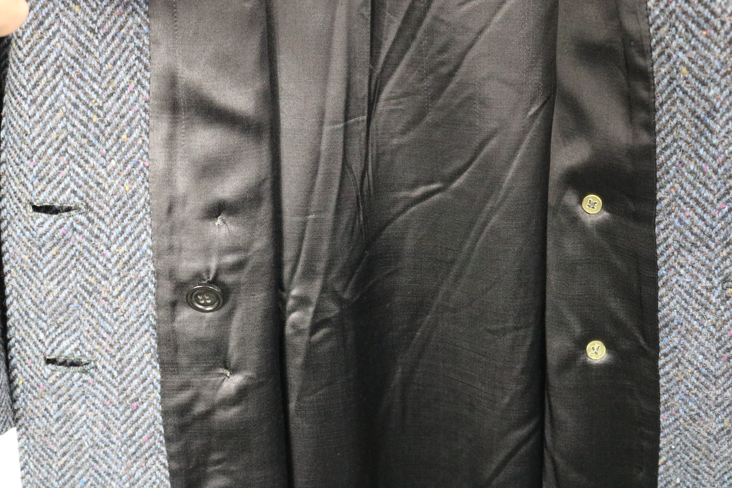 Sears The Fashion Place Herringbone Wool Coat | Vintage 1980s Double-Breasted Overcoat | Classic Grey Long Outerwear