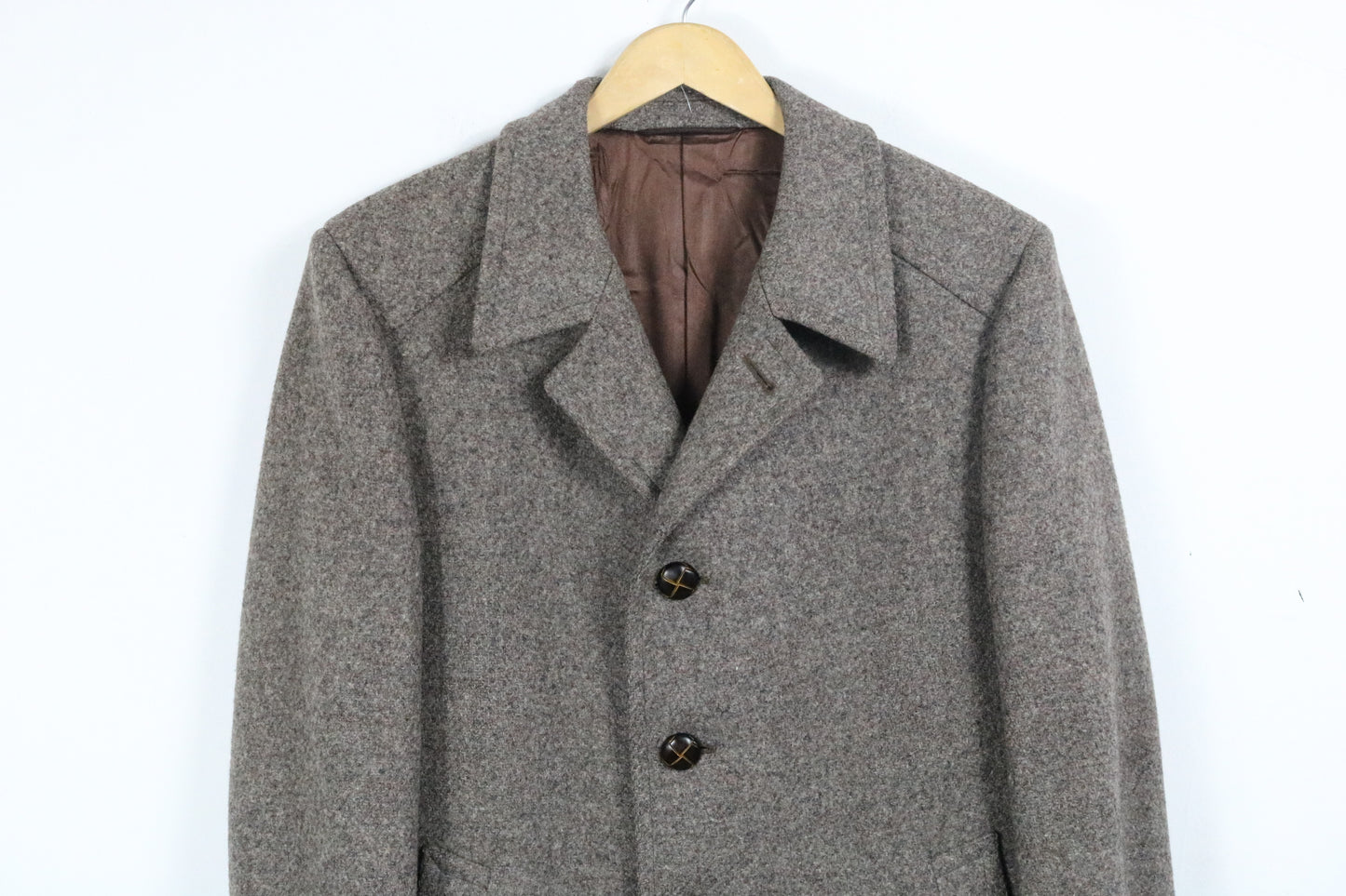 Shipley Wool Overcoat | Vintage Tailored Grey Button-Front Coat | Warm Layering Outerwear