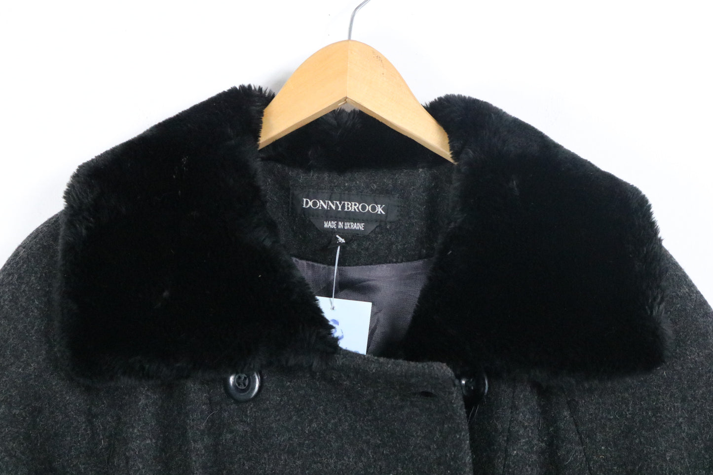 Donnybrook Coat | Vintage Faux-Fur Collar Double-Breasted Long Coat | Winter Outerwear