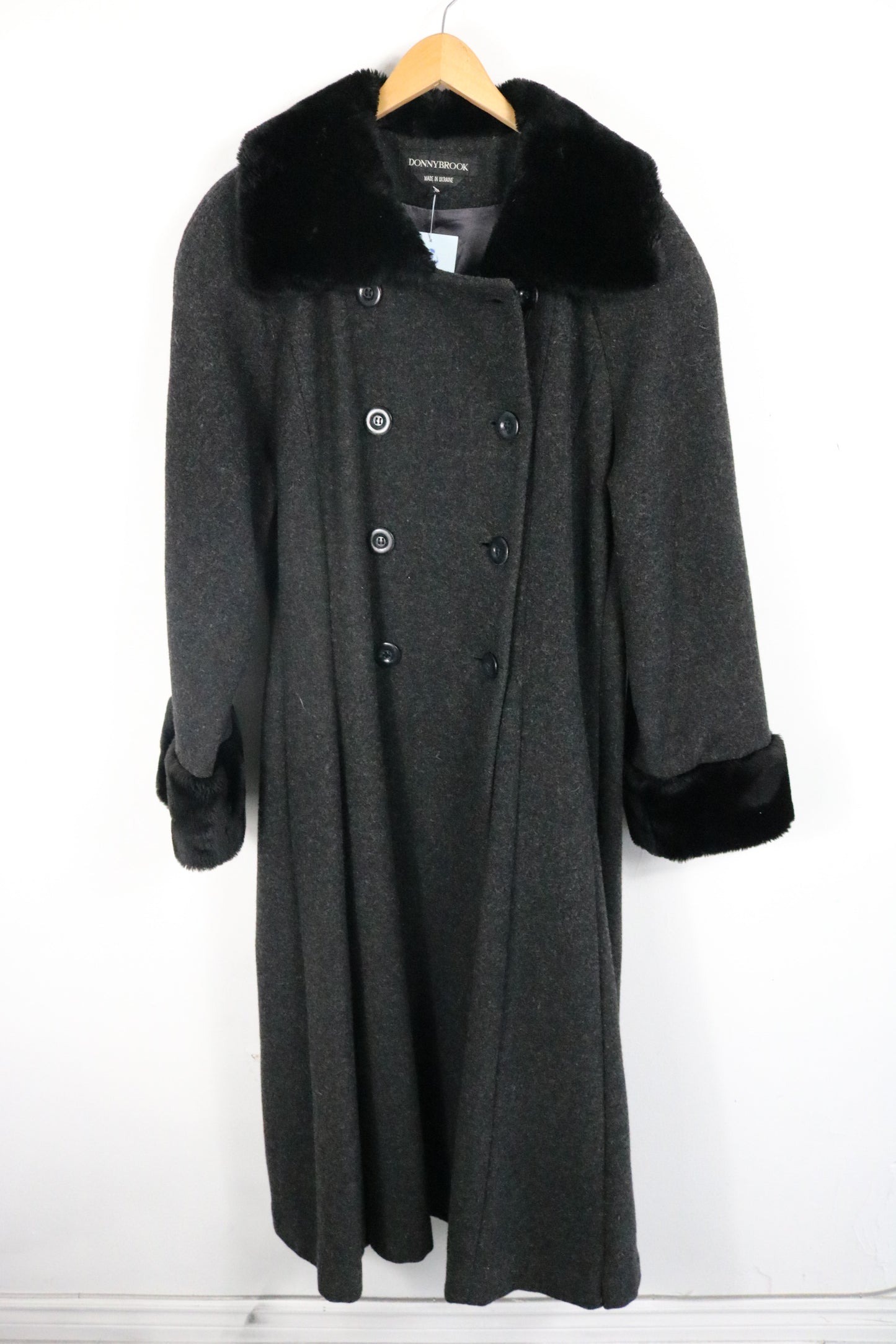Donnybrook Coat | Vintage Faux-Fur Collar Double-Breasted Long Coat | Winter Outerwear