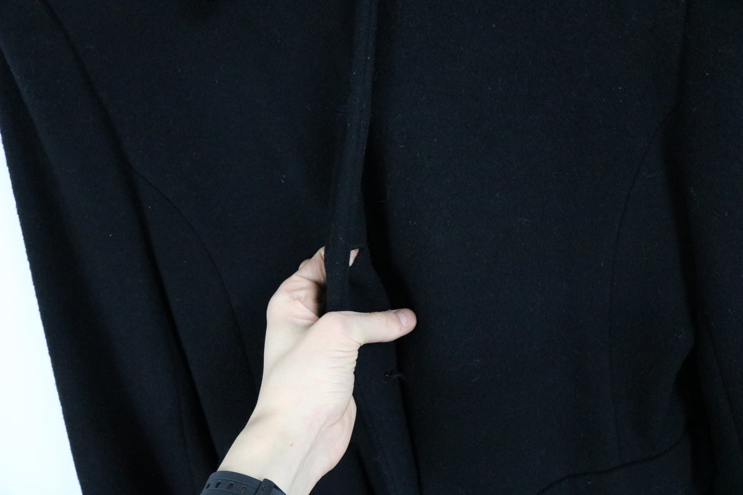 Halston Coat | Vintage Black Velvet-Collar Long Coat | Classic Outerwear