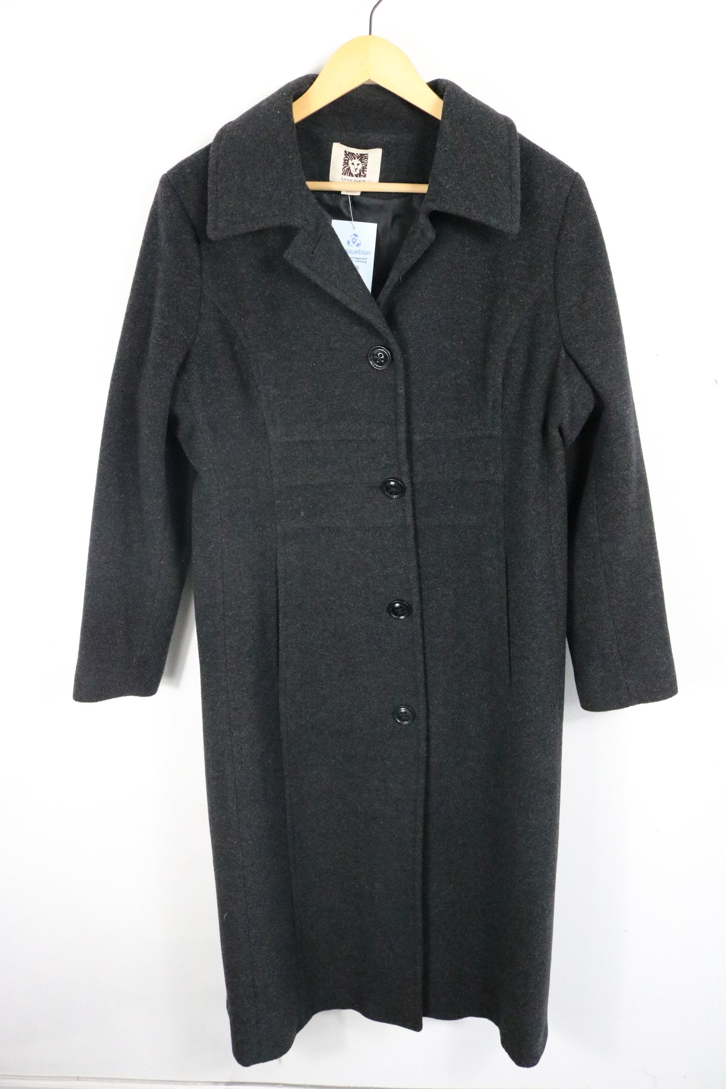 Anne-Klein Coat | Vintage Long Wool Blend Overcoat | Classic Winter Outerwear