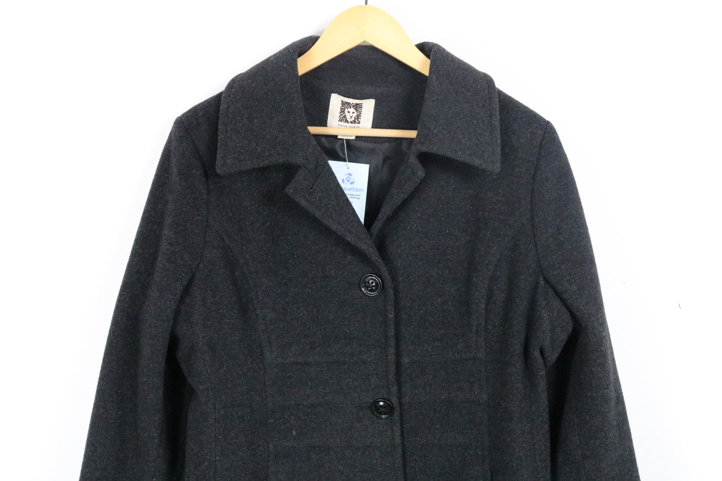 Anne-Klein Coat | Vintage Long Wool Blend Overcoat | Classic Winter Outerwear