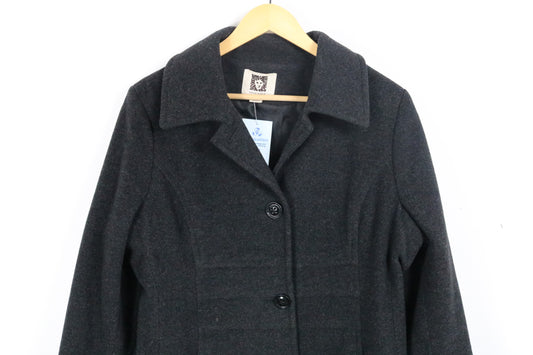 Anne-Klein Coat | Vintage Long Wool Blend Overcoat | Classic Winter Outerwear
