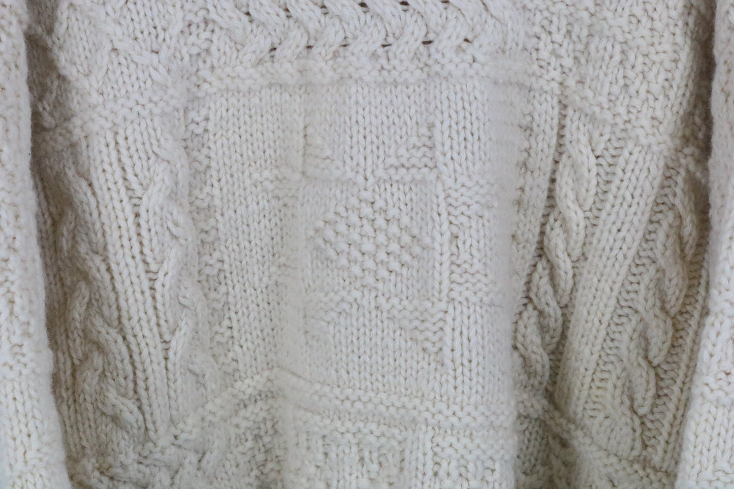 Gap Sweater | Vintage Cable-Knit Patchwork Pullover | Cream Chunky Knit Top