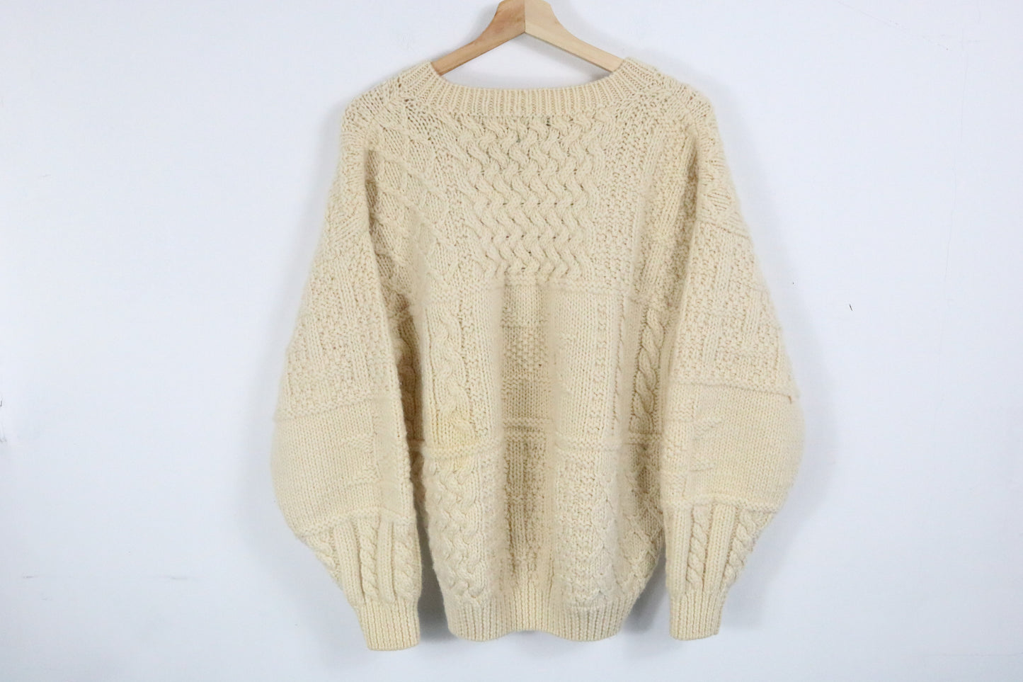 Gap Sweater | Vintage Cable-Knit Patchwork Pullover | Cream Chunky Knit Top