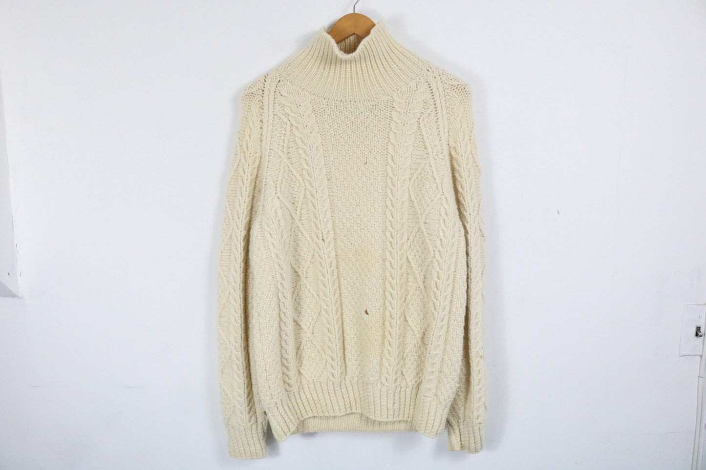 Brooks-Brothers Sweater | Vintage Chunky Cable-Knit Mock-Neck Sweater | Cozy Wool Pullover