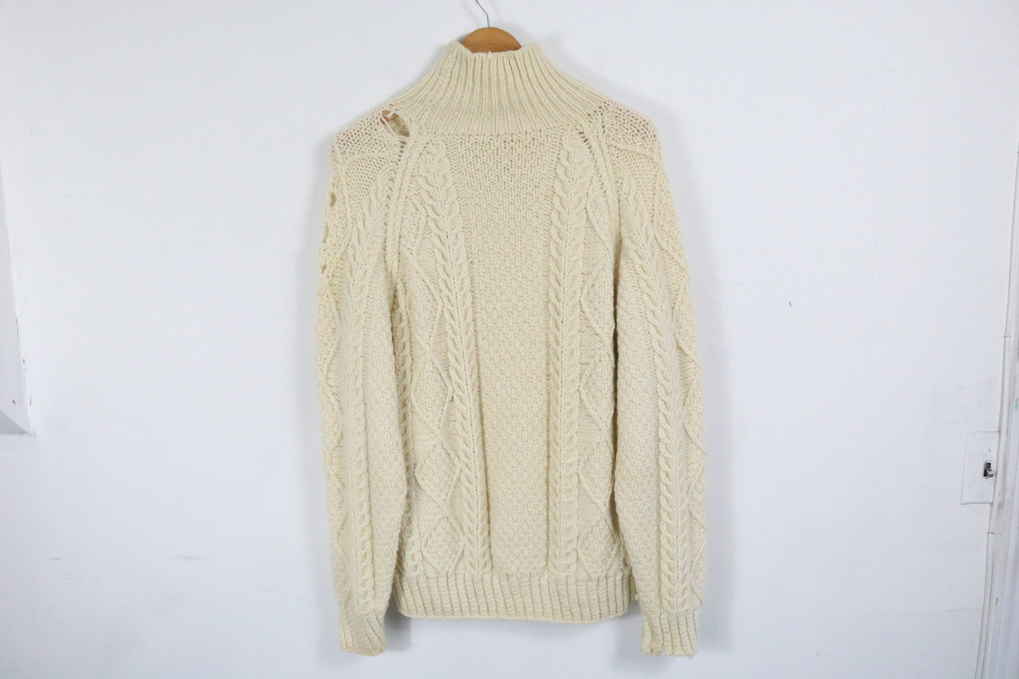 Brooks-Brothers Sweater | Vintage Chunky Cable-Knit Mock-Neck Sweater | Cozy Wool Pullover