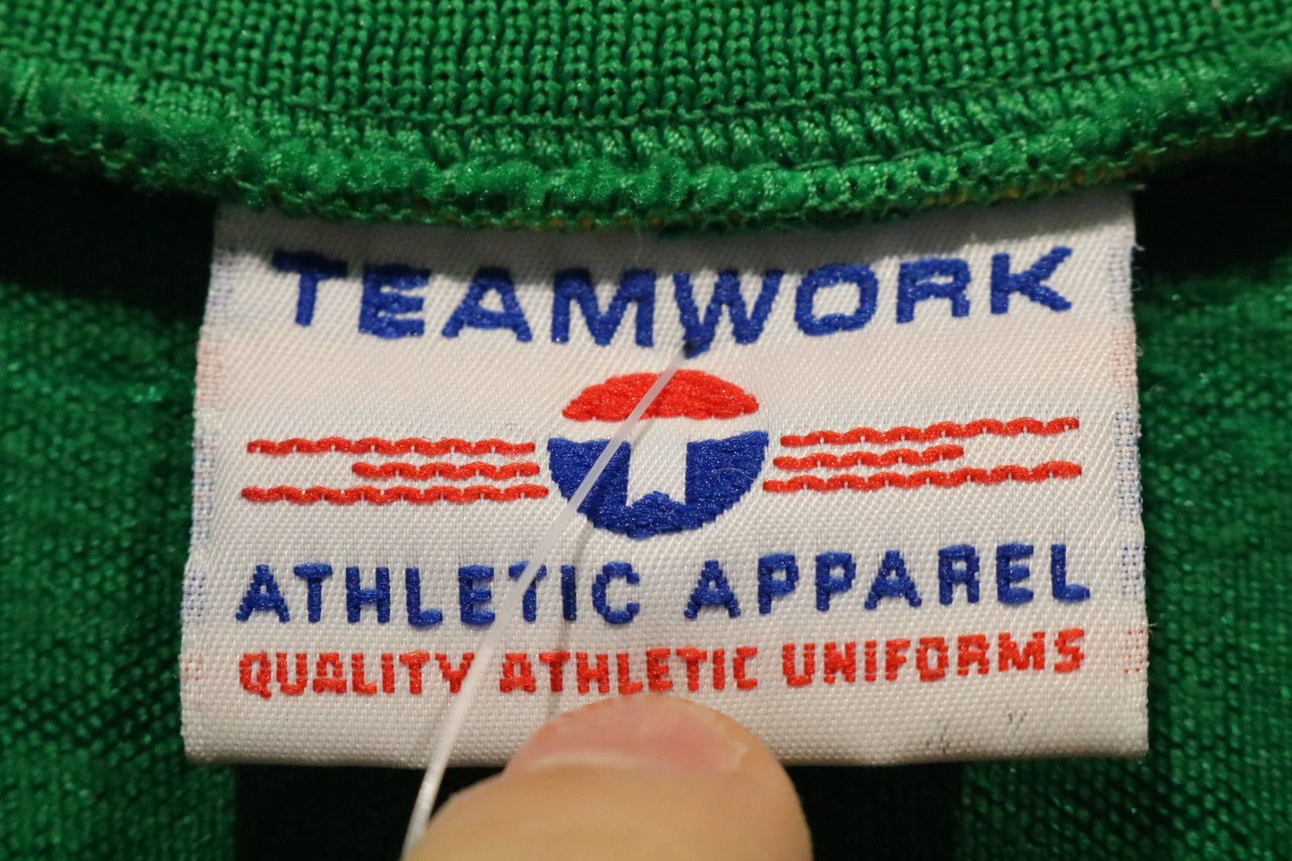 Teamwork Soccer Jersey | Vintage Green V-Neck Lv Patch Shirt | Number 65 Back Graphic