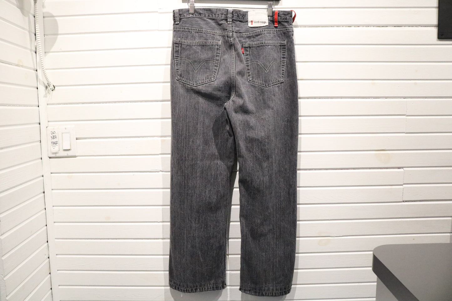 Levi-Strauss Red-Loop Jeans | Vintage Black Wash Red Stitch Denim Jeans | Workwear Inspired Denim Pants