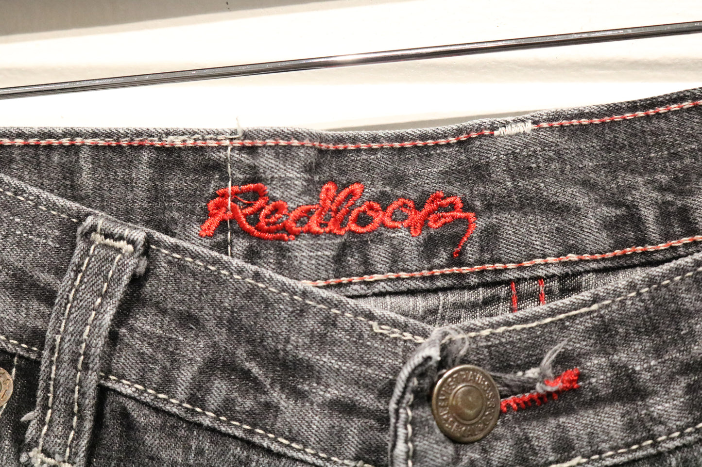 Levi-Strauss Red-Loop Jeans | Vintage Black Wash Red Stitch Denim Jeans | Workwear Inspired Denim Pants
