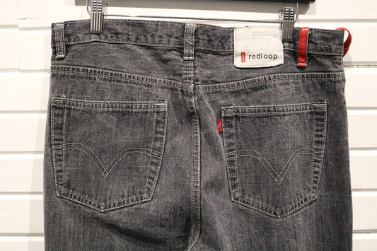 Levi-Strauss Red-Loop Jeans | Vintage Black Wash Red Stitch Denim Jeans | Workwear Inspired Denim Pants