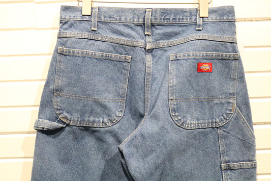 Dickies Jeans | Vintage Utility Carpenter Denim Pants | Hammer Loop Workwear Style | Blue Denim