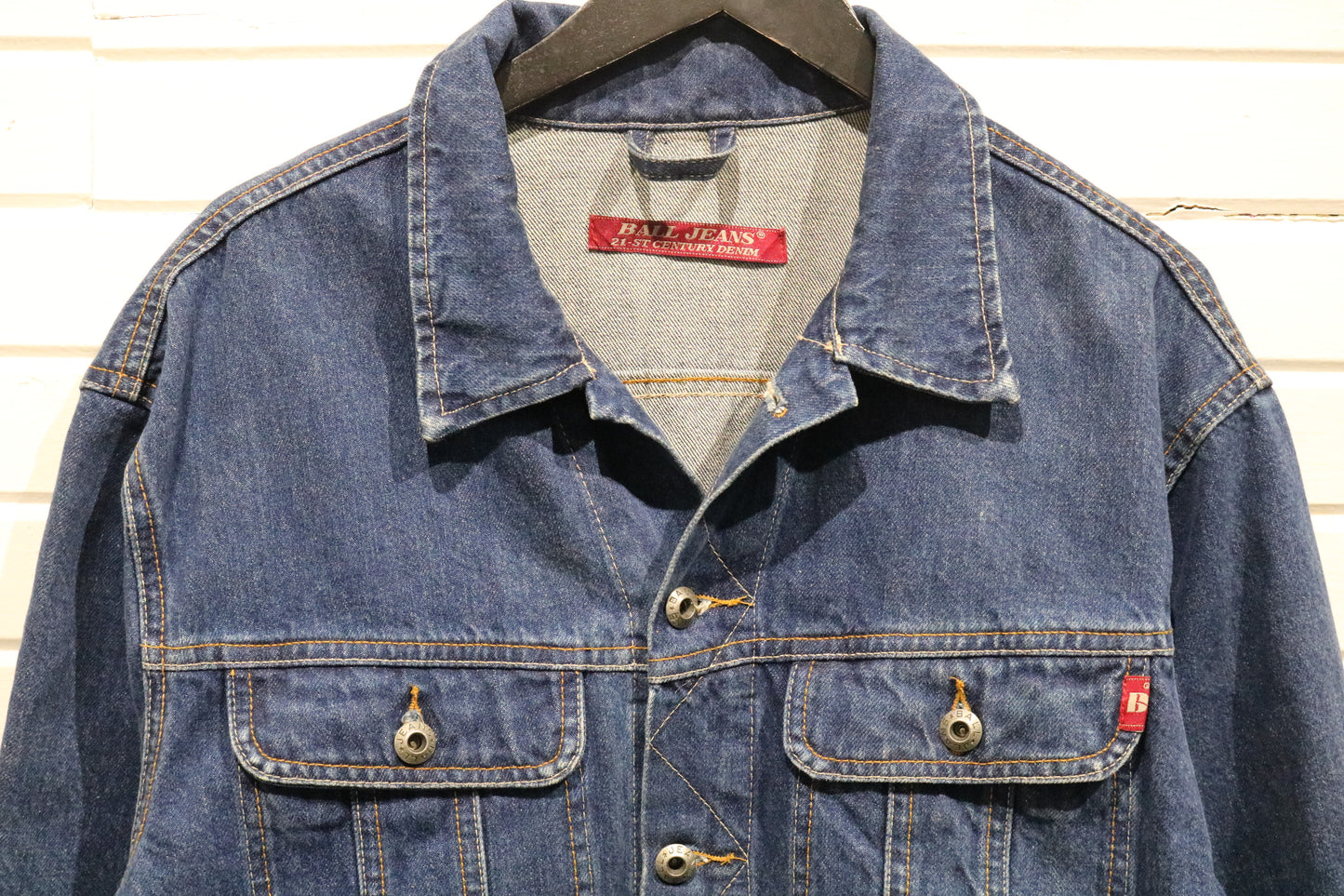 Ball-Jeans Denim Jacket | Vintage 2000s Contrast-Stitch Trucker Jacket | Classic Blue Jean Coat
