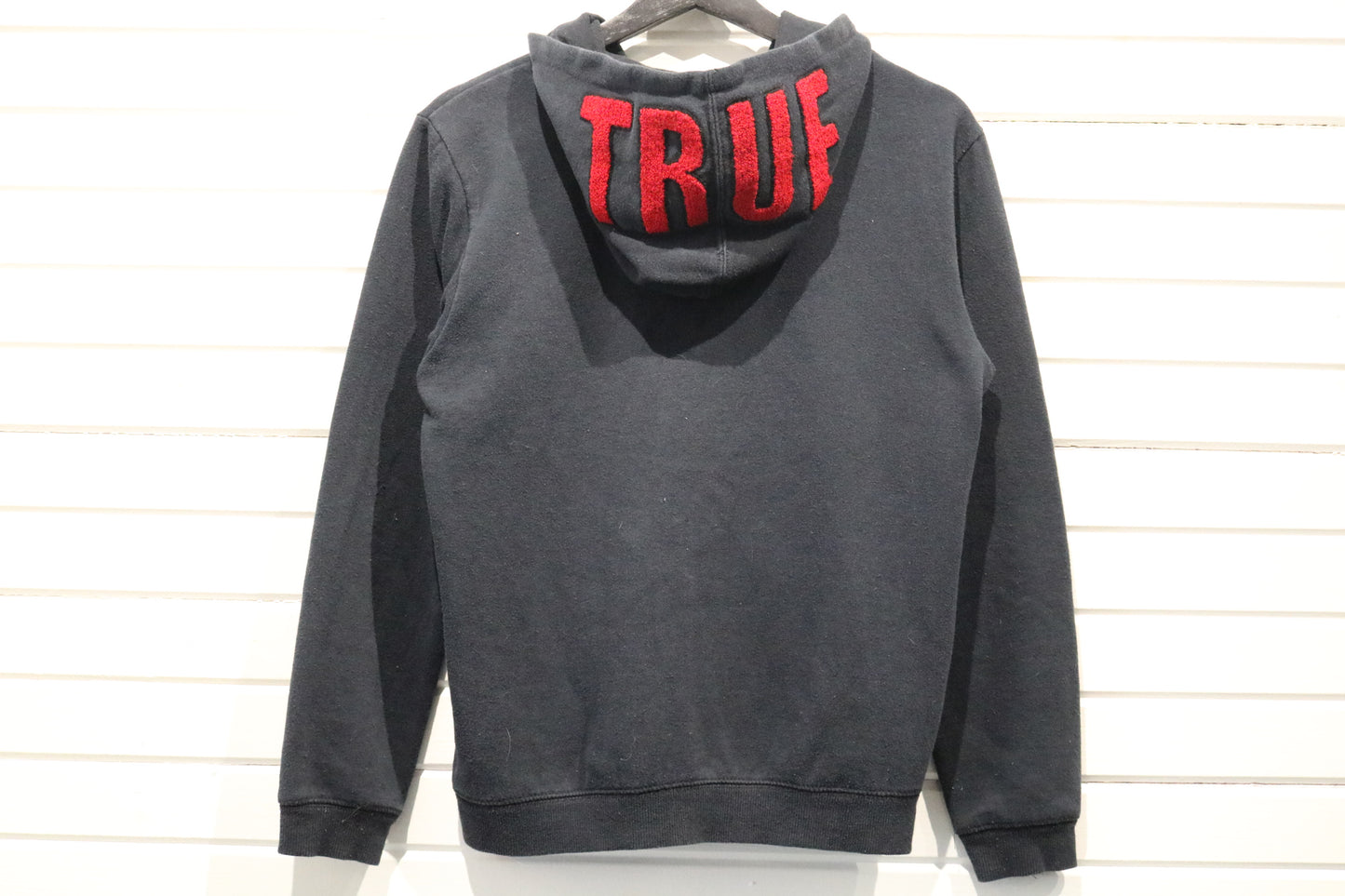 True-Religion Hoodie | Vintage Full-Zip Hooded Sweatshirt | Red Logo Zip-Up Hoodie | Streetwear Layer