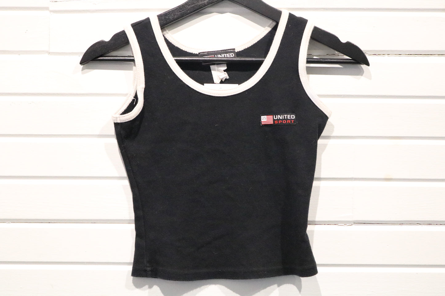 United-Sport Tank Top | Vintage 1990s Logo Patch Contrast Trim Tank | Sleeveless Athletic Top
