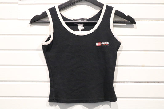 United-Sport Tank Top | Vintage 1990s Logo Patch Contrast Trim Tank | Sleeveless Athletic Top